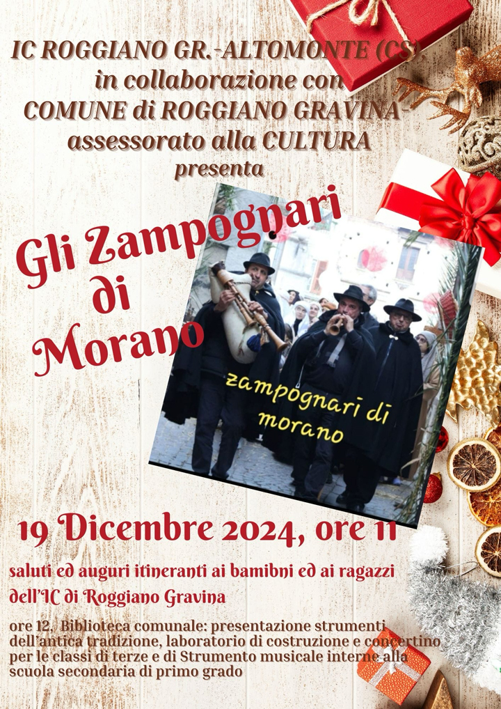 ROGGIANO GRAVINA (CS) - Giovedì l'evento con gli Zampognari di Morano