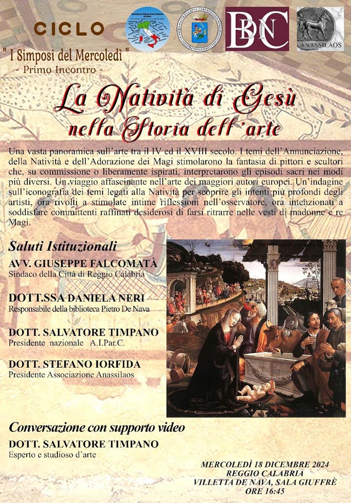 Mercoledì l'evento "La Natività di Gesù nella Storia dell'Arte"