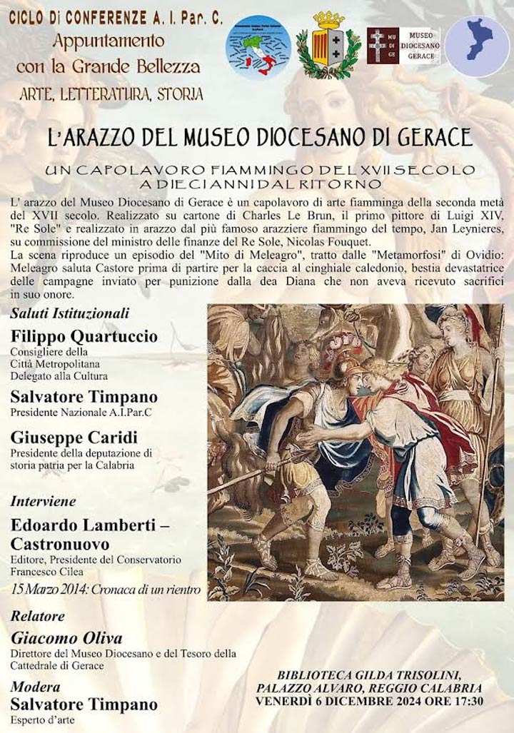 REGGIO - Si parla dell'arazzo del Museo Diocesano di Gerace