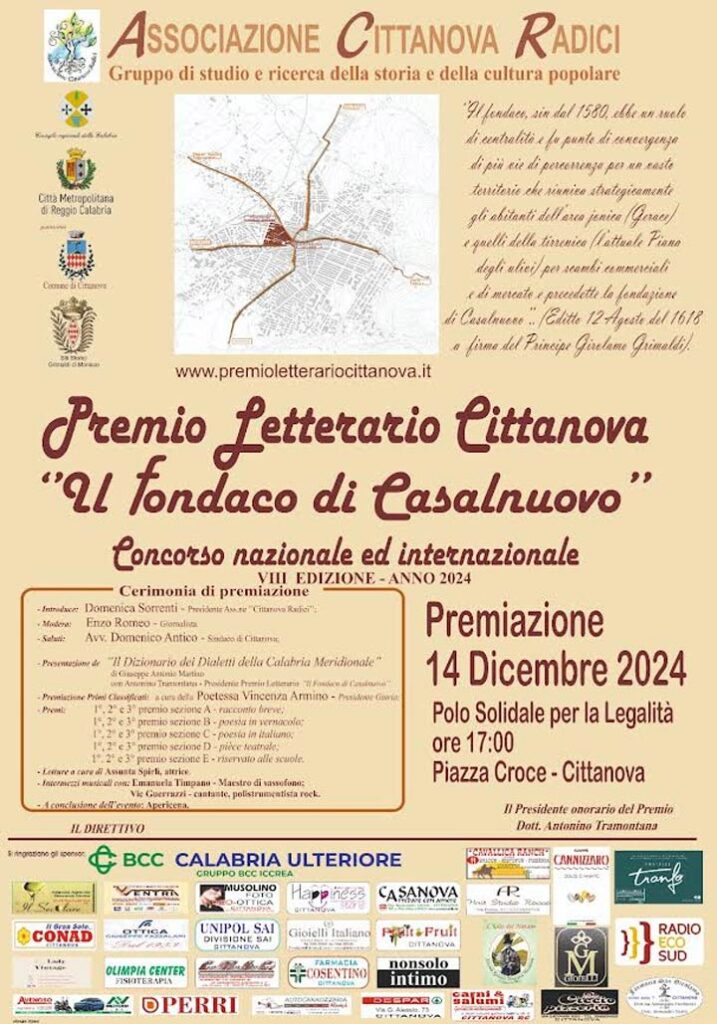 Cittanova (RC) - Il 14 dicembre si consegna il Premio Letterario "Il Fondaco di Casalnuovo"