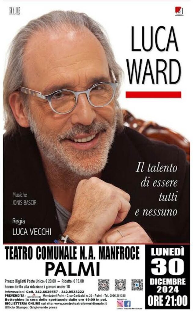 Il 30 dicembre in scena Luca Ward