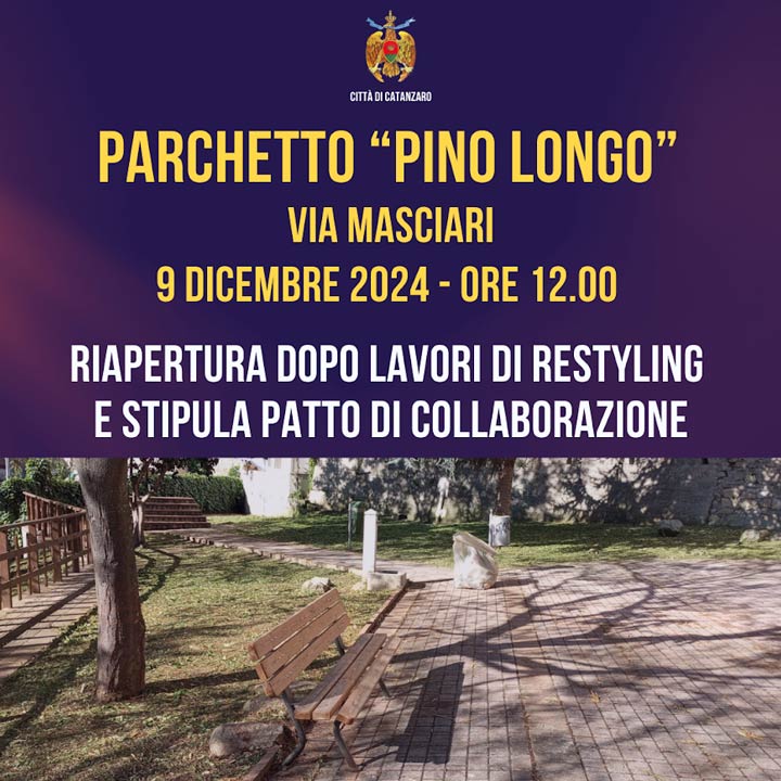 Lunedì sarà riaperto il Parchetto "Pino Longo"