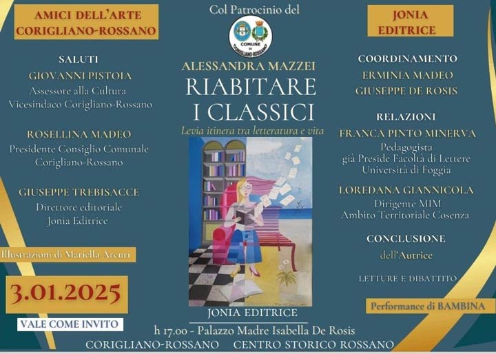 CORIGLIANO ROSSANO - Si presenta il libro "Riabitare i classici"