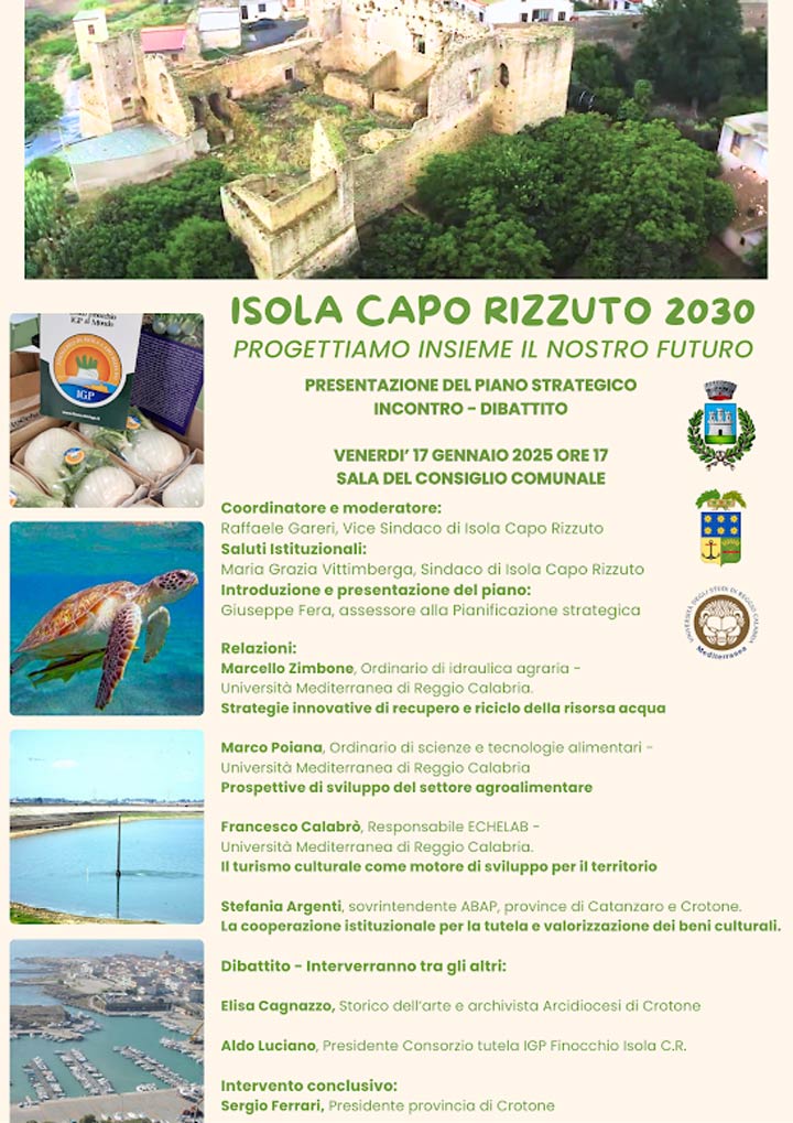 ISOLA CAPO RIZZUTO (KR) - Il 17 gennaio si discute del Piano Strategico