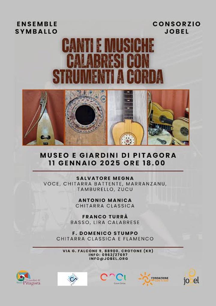 CROTONE - Sabato il concerto "Canti e musiche calabresi con strumenti a corda"