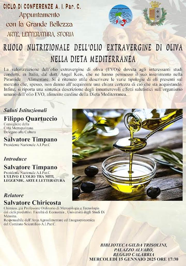 Si parla del ruolo nutrizionale dell'olio evo