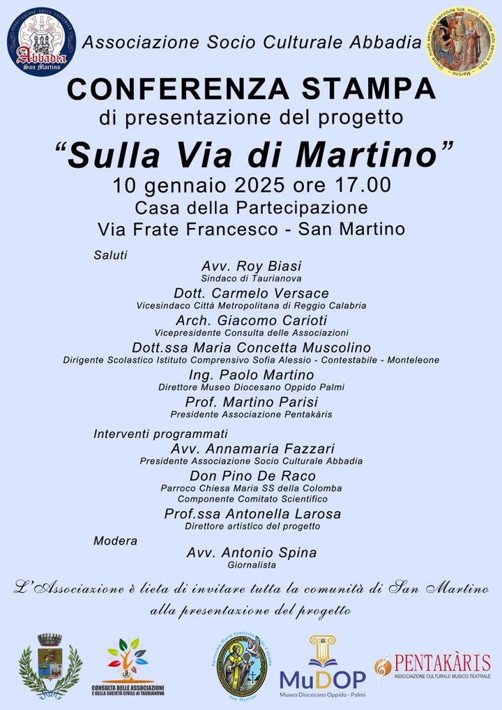 Venerdì si presenta il progetto "Sulla via di Martino"