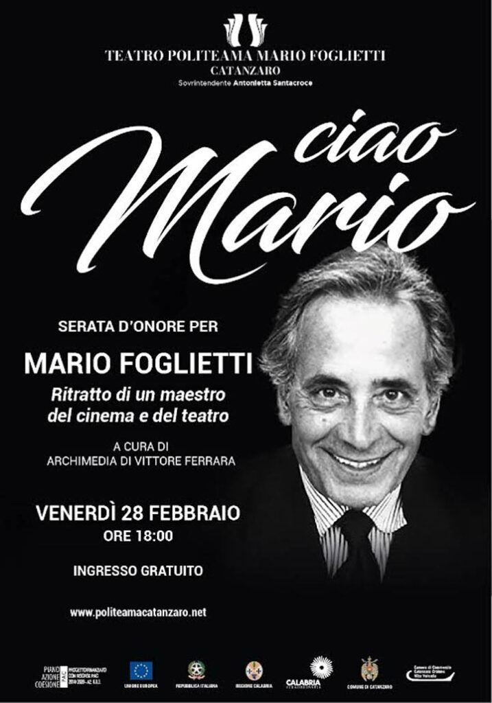 CATANZARO - Venerdì serata d’onore in ricordo di Mario Foglietti