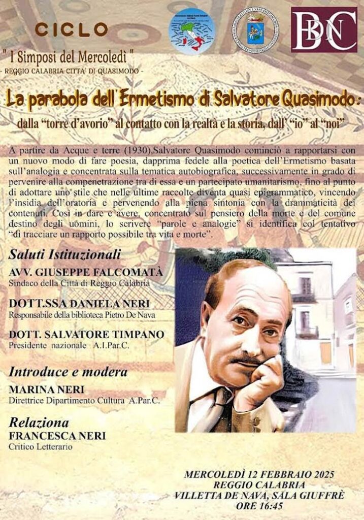 Con AiParC si parla de "La parabola dell’Ermetismo di Salvatore Quasimodo"