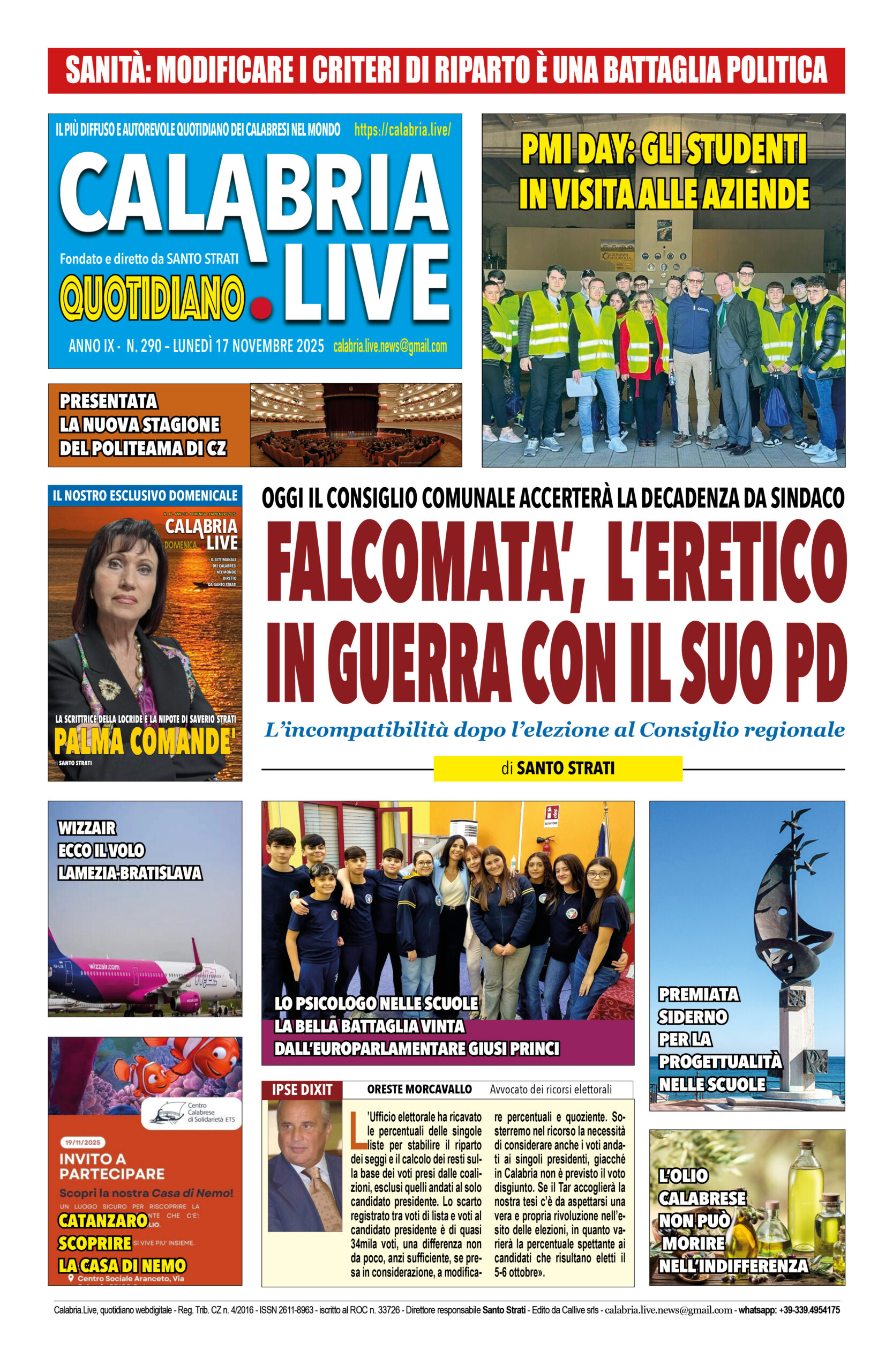 Calabria.Live quotidiano 17 novembre 2025