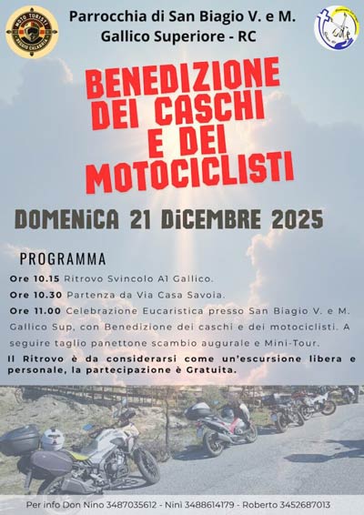 A Gallico (RC) la benedizione dei motociclisti e dei caschi il 21-dicembre