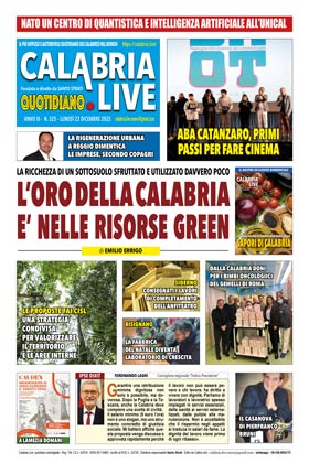 Calabria.Live quotidiano lunedì 22 dicembre 2025