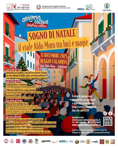 Sogno di Natale a Reggio il 13 dicembre in viale Aldo Moro