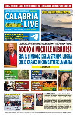 Calabria.Live quotidiano lunedì 16 febbraio 2026