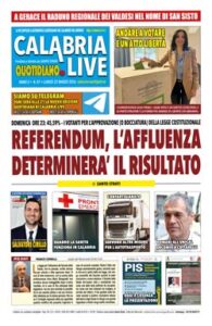 Calabria.Live quotidiano lunedì 23 marzo 2026