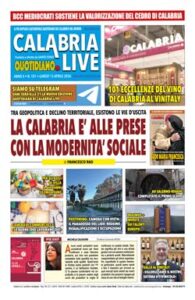 Calabria.Live quotidiano lunedì 13 aprile 2026