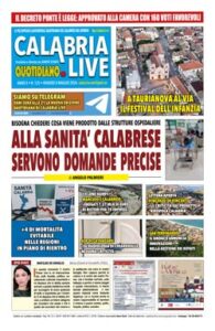 Calabria.Live quotidiano venerdì 8 maggio 2026