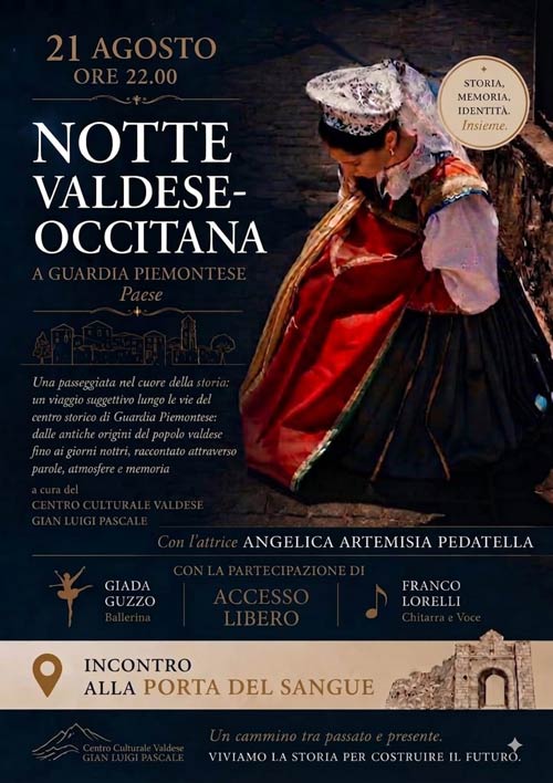 Notte Valdese occitana il 21 agosto 2026 a Guardia Piemontese