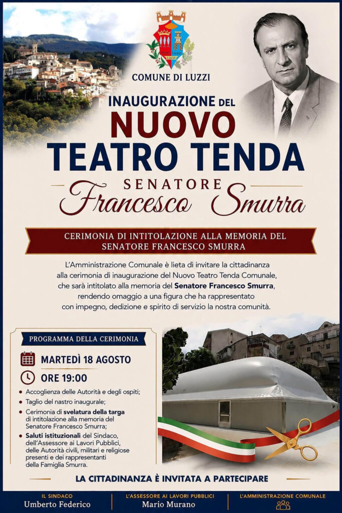 A Luzzi (CS) inaugurazione Teatro intitolato al sen. Francesco Murmura