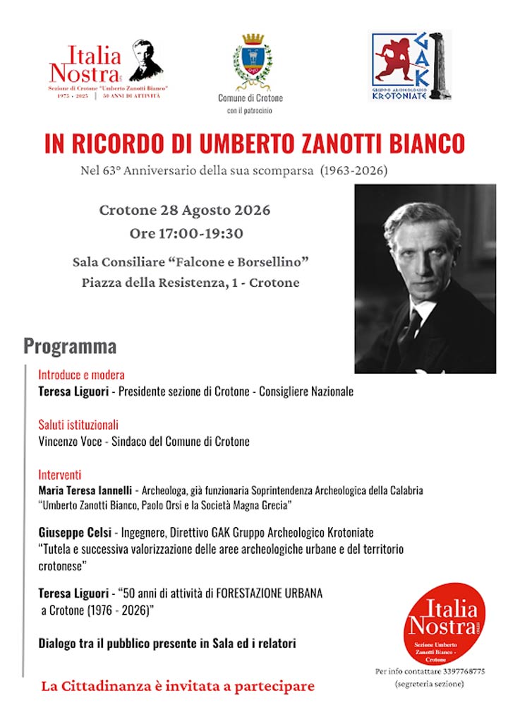 A Crotone si ricorda Umberto Zanotti Bianco